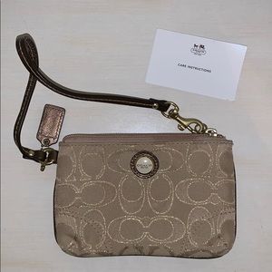 Tan Coach Wristlet
